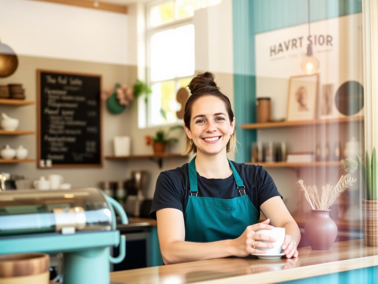 A friendly local shop owner welcoming customers from behind the counter